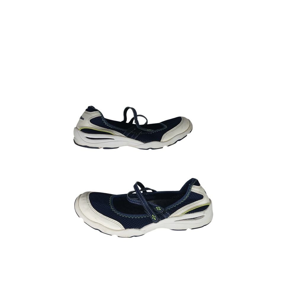 LL Bean Mary Jane Sneakers 8 Navy Blue White Mesh Walking Shoes 260976